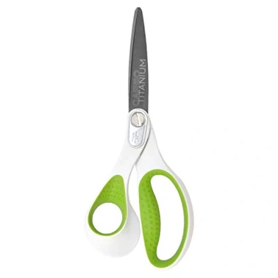 Image of Westcott 8&quot; Lefty Heavy Duty Carbo Titanium Bonded Scissors, Bent (16446), White and Green