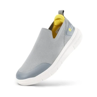 Image of FitVille Mens Casual Slip On Trainers Extra Wide Fit Loafers Breathable Sneaker Comfortable Walking Shoes, Grey, 12 UK X