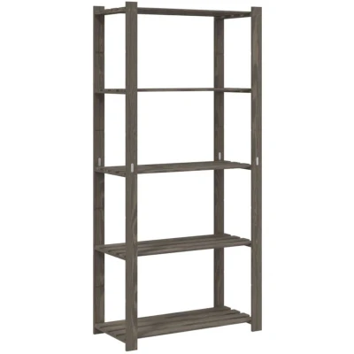 Image of vidaXL 5 Tier Storage Rack, Versatile Organization Solution, Grey Solid Pine Wood, Ideal for Kitchens, Offices and Workshops, Modern Home Decor Addition