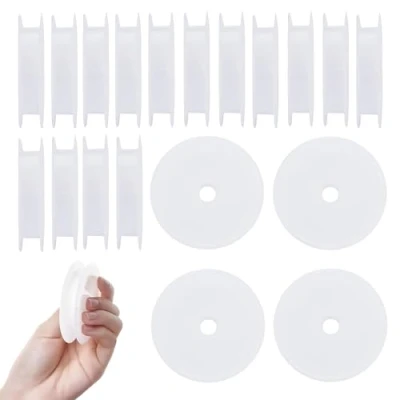 Image of 20pcs Empty Plastic Wire Spools, 69x12mm White Ribbon Spool Weaving Bobbins Craft Spools for Embroidery Thread, Chains, Electrical and Sewing
