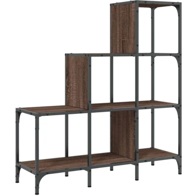 Image of vidaXL Bookcase Brown Oak 92x30x102 cm Engineered Wood and Metal