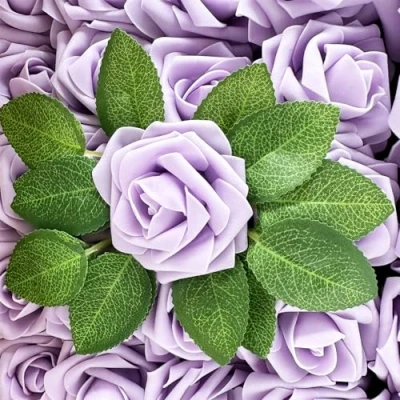 Image of SECALIFE 25 Pieces Rose Artificial Flowers, Fake Roses Pale Purple Foam with Stem for DIY Wedding Bouquets Floral Arrangements Party Valentine&#039;s Day Home Decor,
