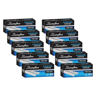 Image of Swingline Staples, Standard, 1/4&quot; Length, 210/Strip, 5000/Box, 10 Pack (35111) Packaging May Vary