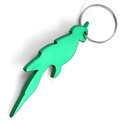 Image of Komonee Parrot Green Bottle Opener Key Chain Metal Wildlife Bird Ring Novelty Animal Keychain Keyring