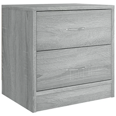Image of vidaXL Bedside Cabinet Grey Sonoma Engineered Wood Nightstand End Side Table
