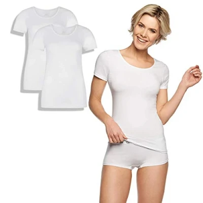 Image of Bamboo Basics 2 PACK Basic Tshirt, Women&#039;s, Size: Small, White
