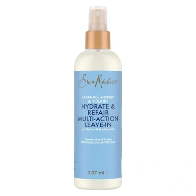 Image of SHEA MOISTURE Manuka Honey &amp; Yoghurt Hydrate Repair Multi Action Leave In conditioner sulphate and silicone free for extremely dry, brittle curly hair 237 ml