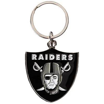 Image of Siskiyou NFL Sports Fan Shop Las Vegas Raiders Chrome &amp; Enameled Key Chain One Size Team Colors, Black