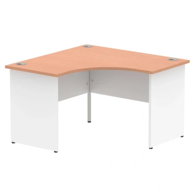 Image of Impulse 1200mm Corner Desk Beech Top White Panel End Leg