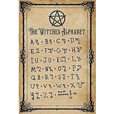 Image of Niekea The Witches Alphabet, Witchcraft Knowledge Poster, Kitchen Witchery Magic Wall Art,Magic Lover
