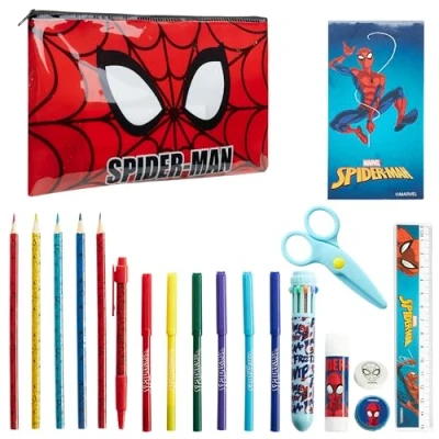 Image of Marvel Spiderman Pencil Case and Stationery Set School Supplies Gifts for Kids
