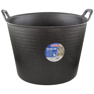 Image of Faithfull Eco Flex Tub, Multi Purpose, Durable &amp; Sustainable Flexible Bucket with Reinforced Handles 42 Litre (9gl), Black