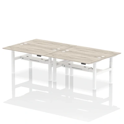 Image of Air B2B 1600x800mm Height Adjustable 4P Bench Desk CP Grey Oak/White
