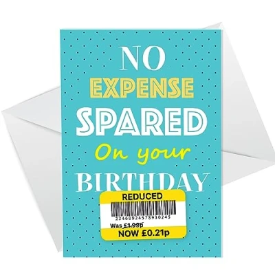 Image of RED OCEAN Reduced Sticker Funny Birthday Card For Husband Wife, Brother Sister, Mum Dad, Yellow Sticker, Cheap, Her Him