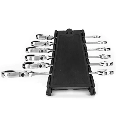 Image of 6pcs Ratcheting Socket Wrench Set Quick Release Reversible Ratchet Handle and Swappable Spanners Sockets with Hanging Rack