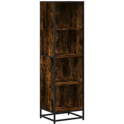 Image of vidaXL Book Cabinet/Bookshelf Smoked Oak/Metal 40x35x139 cm Engineered Wood/Multi Room Use Modern/Industrial Design Office/Living Room/Study