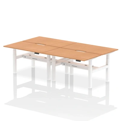 Image of Air B2B 1400x800mm Height Adjustable 4P Bench Desk Scalloped Oak/White