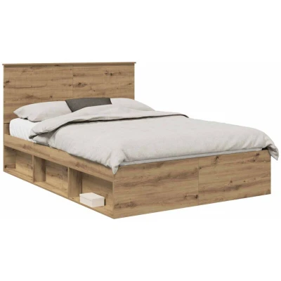 Image of vidaXL Bed Frame Artisian Oak 135 x 190 cm Solid Pine Wood