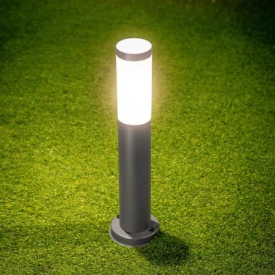 Image of CGC Lighting Anthracite Grey Outdoor Post Bollard Outdside Light Indoor Garden Patio Porch Door Conservatory Decking Shed (Grey Medium)