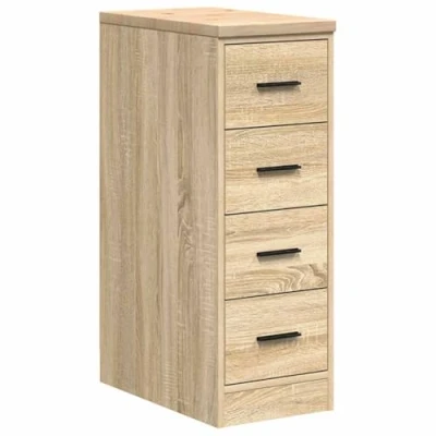 Image of vidaXL garage storage cabinet in Sonoma oak/pine wood with four drawers and worktop 30x51x85 cm