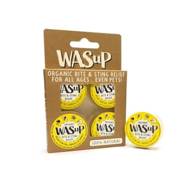 Image of WASuP Organic Bite and Sting Relief Wipes for All Ages Suitable Kids Compact On The Go Solution Instant Most Stings, Bites, Nettles, Jellyfish