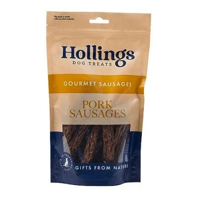 Image of Hollings Pork Sausages Dog Treats, Delicious, Nutritious Air Dried Chews for Adult Dogs, 100% Gluten Free &amp; Made with Natural Ingredients (1kg)