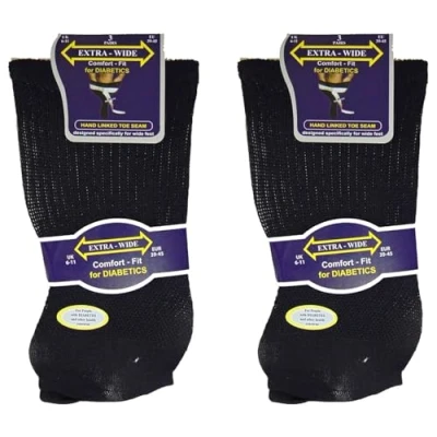 Image of ARG 3 Pairs Mens Extra Wide Comfort Fit Diabetic Socks Oedema Poor Circulation Gents, For Feet UK 6 11 (EU 39 45)