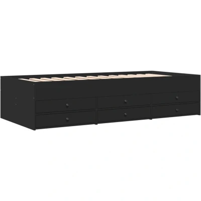 Image of vidaXL Daybed with Drawers without Mattress Black 90x200 cm