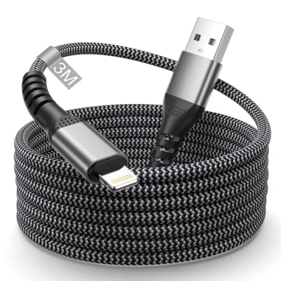Image of 3M iPhone Charger Cable, Lightning Cable MFi Certified, Extra Long Charging USB Wire Lead for 14 13 12 11 Pro Max XS XR X 8 7