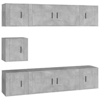 Image of vidaXL 7 Piece TV Cabinet Set Concrete Grey Engineered Wood