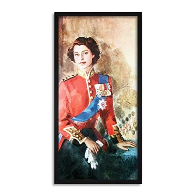 Image of Wee Blue Coo Queen Elizabeth II England Long Panel Framed Wall Art Print