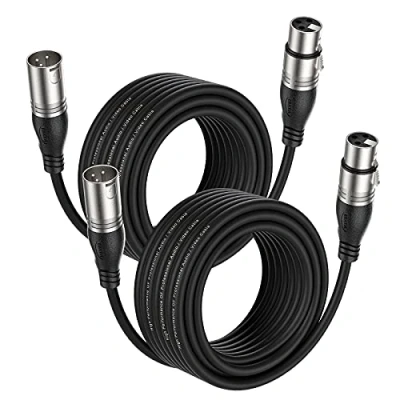 Image of EBXYA XLR Cable Microphone 10M/30FT 2 Packs 3 Pins Balanced Male to Female Stage Patch DMX for Audio Mixer