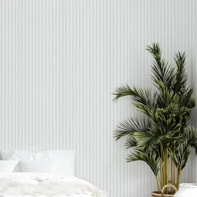 Image of Marburg Wallpaper White Stripes Modern GZSZ for Living Room or Bedroom Made in Germany 10,05 x 0,53m