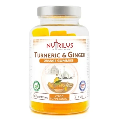 Image of Turmeric and Ginger 60 Natural Orange Gummies High Strength, Vegan Supplement 13,500mg per Serving 95% Curcuminoids (60 Gummies)