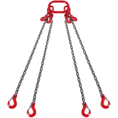 Image of VEVOR Chain Sling, 3/8 inch x 10 ft Lifting Chains with Hooks, G80 Engine Hoist Lifts, 18400 lbs/8 Ton Sling for Hoist, Lift 4 Leg Grab Hooks &amp; Adjusters