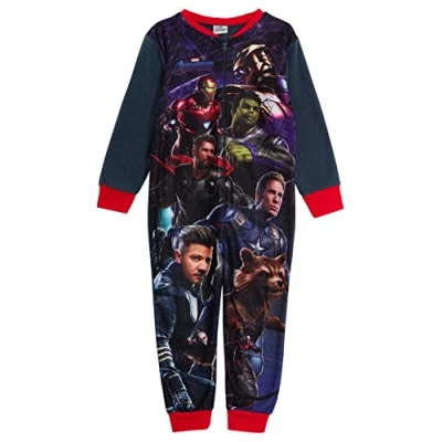 Image of Marvel Avengers Boys Fleece All in One Pyjamas 5 6 Years Navy