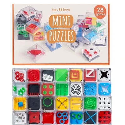 Image of THE TWIDDLERS 28 Mini Maze Puzzle Cube Game Brain Teaser Challenge, Assorted Difficulties, Perfect Kids Science Party Bag Favours, Christmas Cracker Stocking Fillers, Cool Classroom Rewards