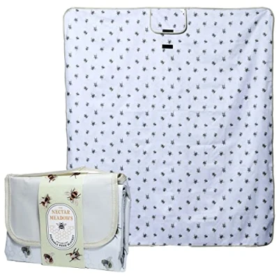 Image of Puckator PICB05 The Nectar Meadow Bee Picnic Blanket, Foldup, Camping Picnics Outdoors Beach Garden, 158x140cm, Durable Oxford Cloth with PVC