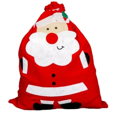 Image of Large Felt Santa Sack Red Stocking Xmas Gifts Presents Bag Toys Sweets Christmas Accessory Decorations 50 x 60 cm