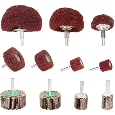 Image of BaiNuo Mini Flap Wheel Abrasive Scouring Pad Grinding Head Buffing Wheels Drill Sanding Attachment Set, 1/4 Inch Shank for Metal Polishing Mirror Effect (11Pack)