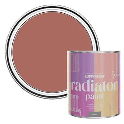 Image of Rust Oleum Red Heat Resistant Radiator Paint in Satin Finish Salmon 750ml