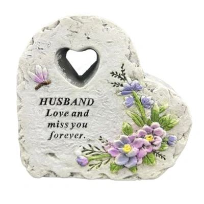 Image of Angraves Special Husband Graveside Memorial Love Heart Flower Dragonfly Grave Plaque Ornament Decoration