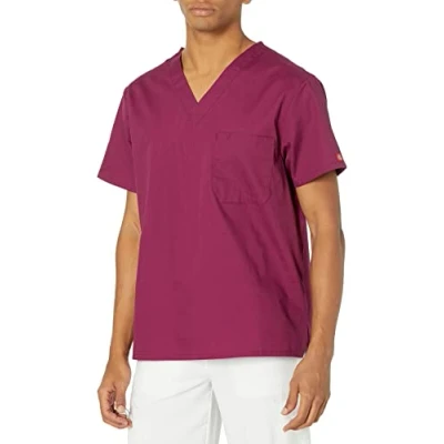 Image of Dickies Men&#039;s signature medical scrubs shirts, Wine, L UK