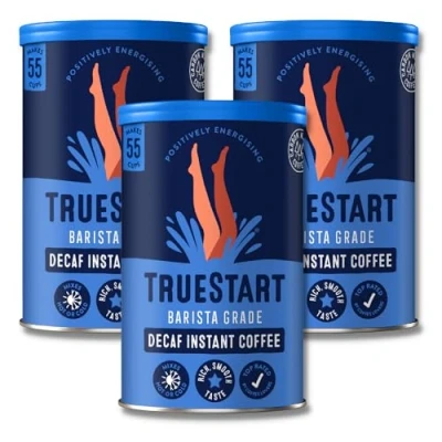 Image of TrueStart Barista Grade Decaf Instant Coffee 100g 3 pack, Premium Freeze Dried, Smooth Rich Beans Roast, 100% Full Flavour,