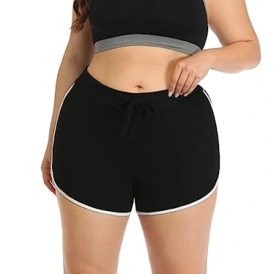 Image of HDE Plus Size Dolphin Shorts for Women Running Workout Short Athletic Bottoms Black 1x