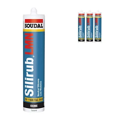 Image of 3 x Caramel Soudal Silicone Sealant Slirub LMN All Purpose External Low Modulus Neutral Cureal Cure