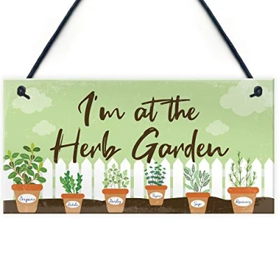 Image of RED OCEAN Novelty Garden Signs And Plaques Herb Sign Shed Home Decor Gift Keepsake