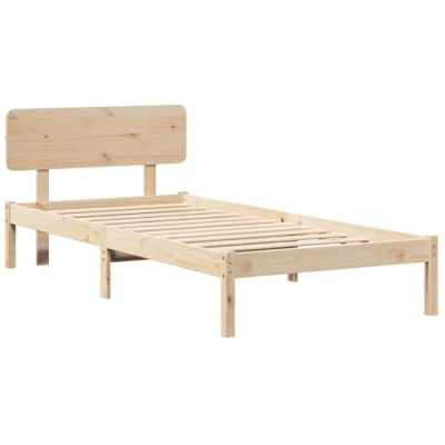 Image of vidaXL Bed Frame with Headboard 80x200 cm Solid Pine Wood