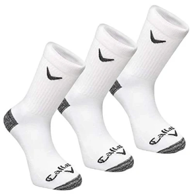 Image of Callaway Men&#039;s 2022 Sport Crew Socks, White, 3 Pack, Osfm One Size UK