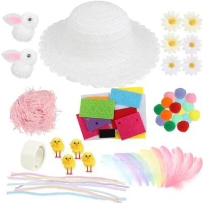 Image of JOFONY Easter Bonnet Kit, DIY Kit Kids Hat Make Your Own Hat, for Craft Supplies(Kids)